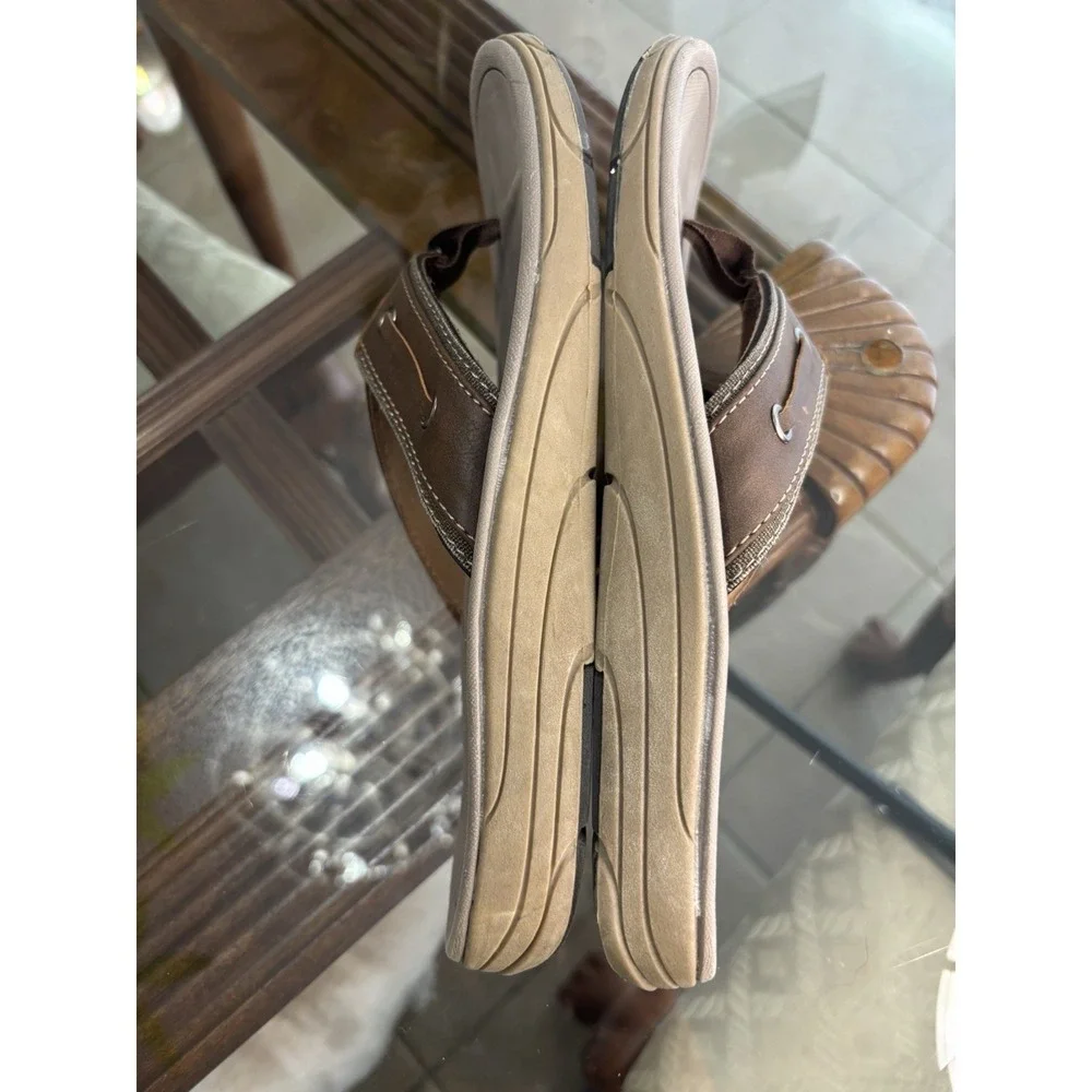 Orthofeet Men's Brown Comfort Orthopedic Flip Flop Sandals Size 7